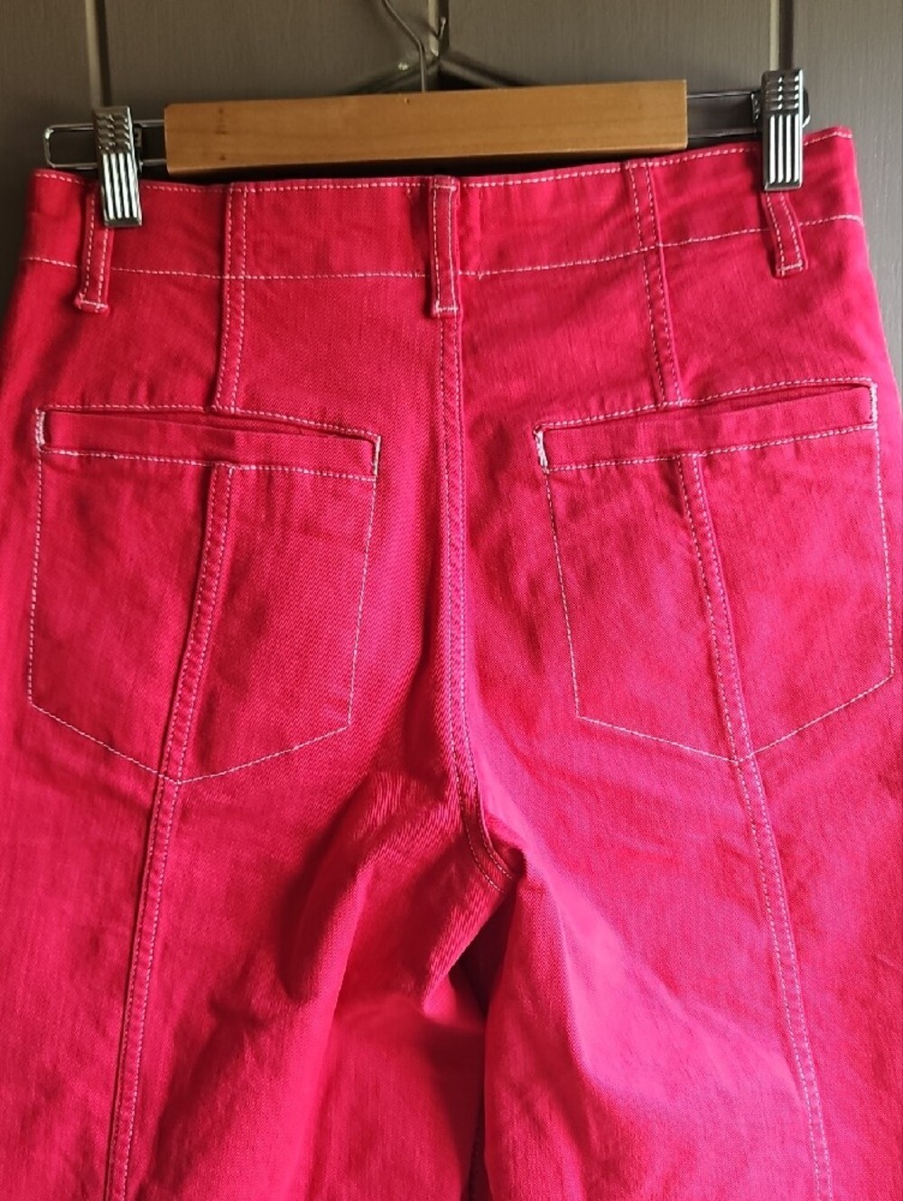 Maeve High Waist Wide-Leg Jeans in Vibrant Pink Size 28 - Picture 5 of 10